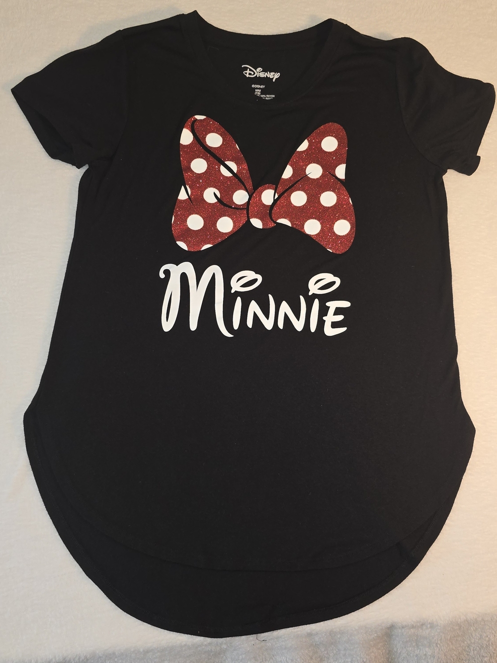 Disney Minnie Mouse Black Tee with Red Polka Dot Bow